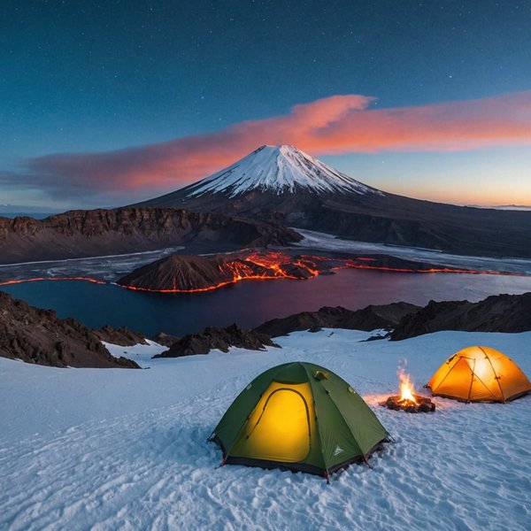 Quels sont les conseils pour un camping en région de caldeira volcanique en hiver?