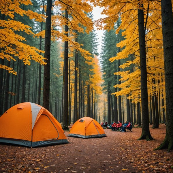 Quels sont les équipements nécessaires pour un camping en région de forêt tempérée en automne?